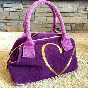 Victoria's Secret Vintage Y2K 90s Purse Handbag Purple Gold Velour